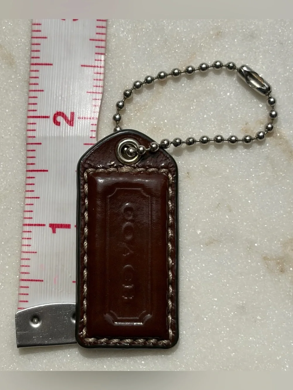 Coach Hangtag Chocolate Brown Patent Leather Nickel Replacement